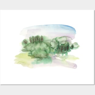 Abstract Watercolor Landscape Posters and Art